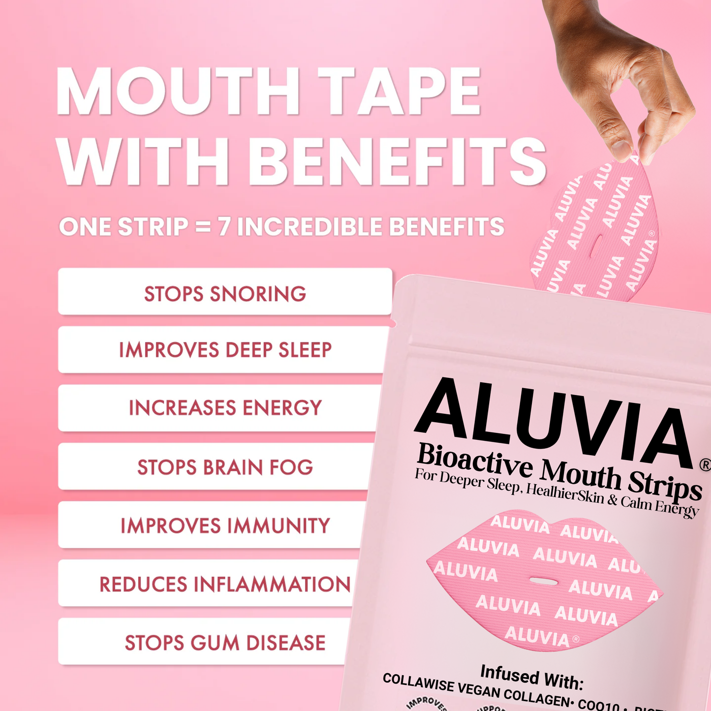 ALUVIA™ Infused Mouth Tape For Sleep skin and energy