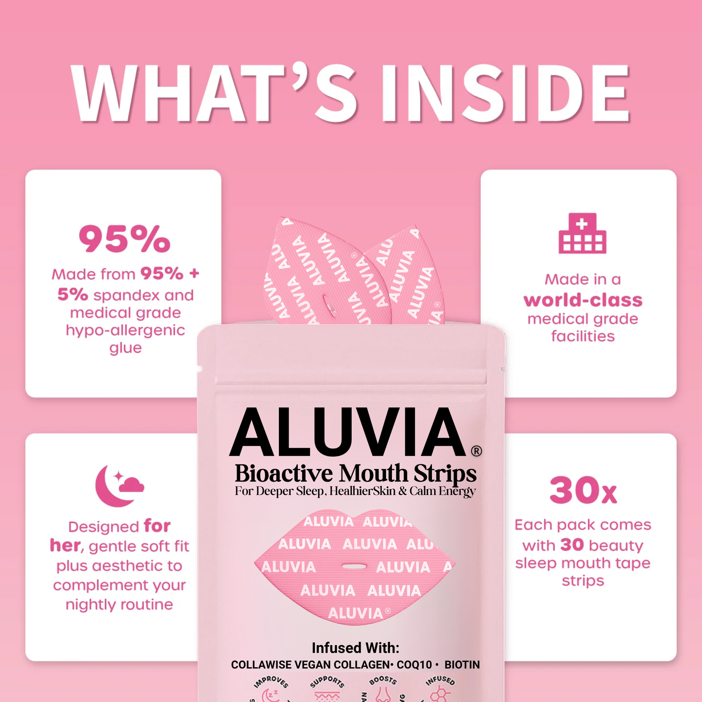 ALUVIA™ Infused Mouth Tape For Sleep skin and energy